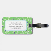 Niedliche moderne grüne Blätter, Muster monogramm Gepäckanhänger (Rückseite horizontal)