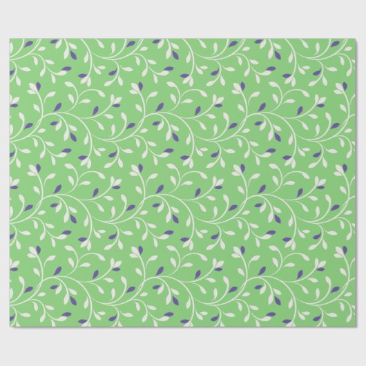 Niedliche moderne grüne Blätter, Muster monogramm Geschenkpapier (Flach)