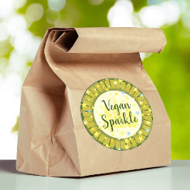 Niedliche moderne Grünsterne fröhlicher Veganer Zu Runder Aufkleber