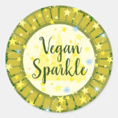 Niedliche moderne Grünsterne fröhlicher Veganer Zu Runder Aufkleber (Vorderseite)