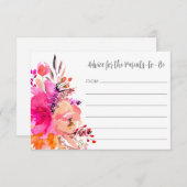 Niedliche moderne, hellrosa Blumendusche Hinweiskarte (Vorne/Hinten)