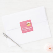 Niedliche, moderne Honey Bee Baby Dusche Einladung Quadratischer Aufkleber (Umschlag)