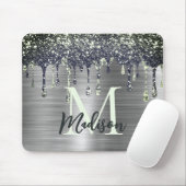 Niedliche moderne Imitate Glitzer Tropfen monogram Mousepad (Mit Mouse)