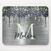 Niedliche moderne Imitate Glitzer Tropfen monogram Mousepad (Vorne)