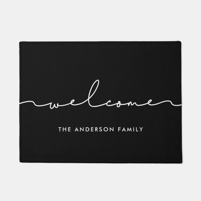 Niedliche moderne Kalligraphie Willkommen Fußmatte (Vorderseite)