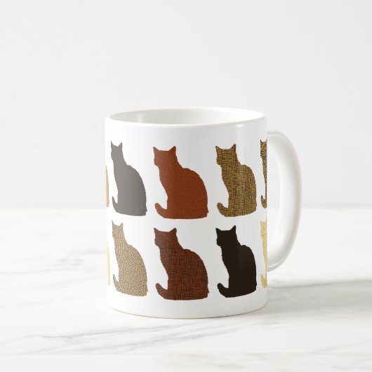 Niedliche moderne Katzenmuster-Tasse Kaffeetasse (VorderseiteRechts)