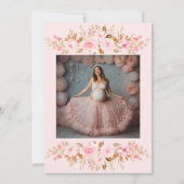 Niedliche moderne Kleine Ballerina Foto Babydusche Einladung (Rückseite)