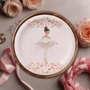 Niedliche moderne Kleine Ballerina Foto Babydusche Pappteller