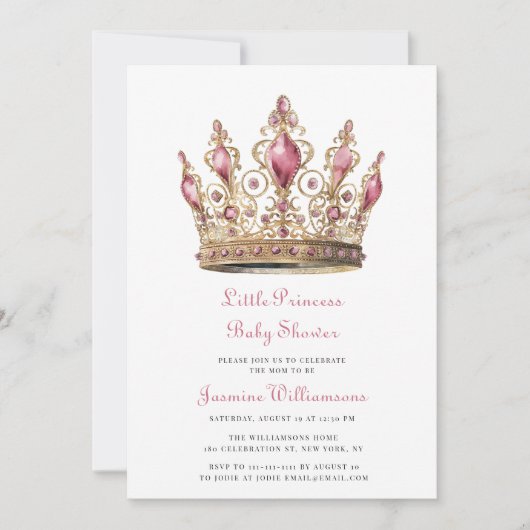 Niedliche moderne kleine Prinzessin Babydusche Ein Einladung (Vorderseite)