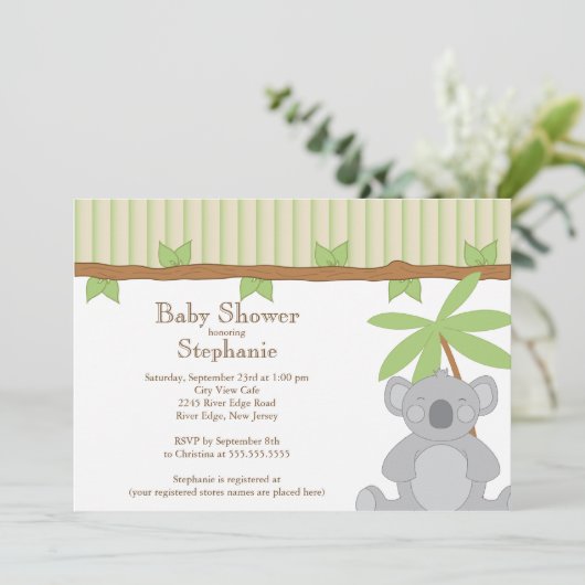 Niedliche moderne Koala-Baby-Duschen-Einladung Einladung (Stehend Vorderseite)