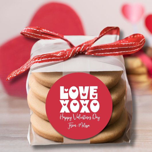 Niedliche moderne, kühne Liebe des Roten Valentins Runder Aufkleber