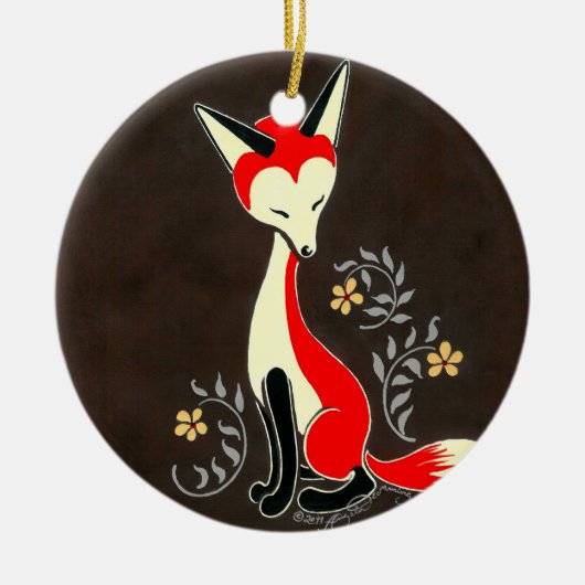 Niedliche moderne künstlerische Fox-Malerei Keramik Ornament (Vorne)