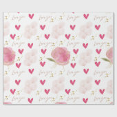 Niedliche moderne Liebe Sie Blumenhörer weiß Geschenkpapier (Flach)