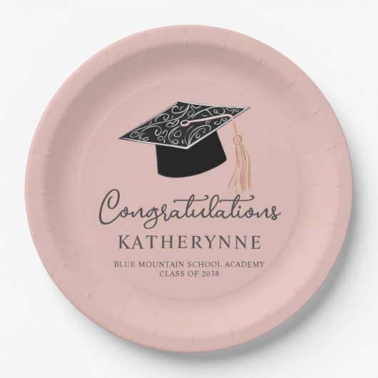 Niedliche Moderne Mädchenschulpartei rosa Pappteller (Vorderseite)