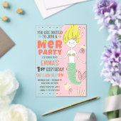 Niedliche moderne Meerjungfrau-Kinderpartei Acryleinladungen (In Situ (Hochzeit))