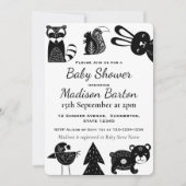 Niedliche moderne Nordic Woodland Animals Kinderdu Einladung (Vorderseite)