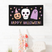 Niedliche moderne Pastel Skull Ghost Happy Hallowe Banner (Insitu)