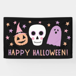 Niedliche moderne Pastel Skull Ghost Happy Hallowe Banner