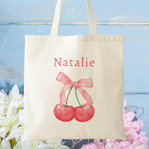 Niedliche, moderne Pink Bow Cherry Kinder Tragetasche