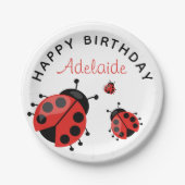 Niedliche moderne Red Ladybug Happy Birthday Custo Pappteller (Vorderseite)