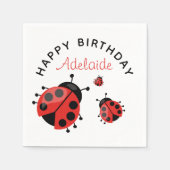 Niedliche moderne Red Ladybug Happy Birthday Custo Serviette (Vorderseite)