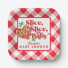 Niedliche moderne Red White Slice Slice Babydusche Pappteller