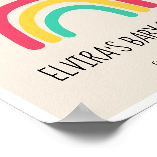 Niedliche moderne Regenbogenbrause Poster (Ecke)