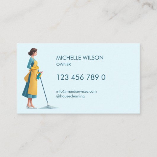 Niedliche moderne Reinigungsdienste für Zimmermädc Visitenkarte (Rückseite)