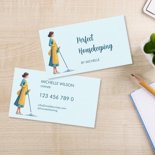 Niedliche moderne Reinigungsdienste für Zimmermädc Visitenkarte