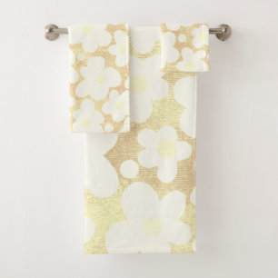 Niedliche moderne Retro Daisy Cream Badhandtuch Set