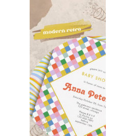 Niedliche moderne Retro-farbige Karos Geschlechtsn Runder Aufkleber