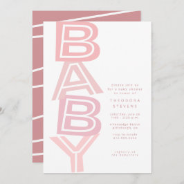 Niedliche moderne, rosa Babydusche Einladung