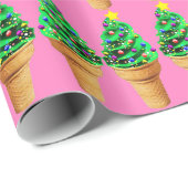 Niedliche moderne rosa Weihnachtsbaum-Eiscreme Geschenkpapier (Rolleneckpunkt)