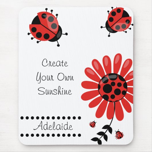 Niedliche moderne Rote Ladybug Personalisiert Mousepad (Vorne)