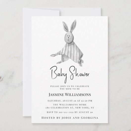 Niedliche moderne schwarz-weiße Babydusche Einladu Einladung (Vorderseite)