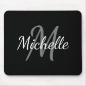 Niedliche, moderne Schwarzweiß-Monogramm Mousepad (Vorne)