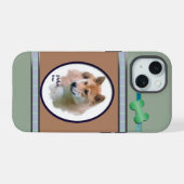 Niedliche moderne Shiba Inu Hunde Kunst iPhone 15 Hülle (Rückseite (Horizontal))