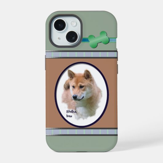 Niedliche moderne Shiba Inu Hunde Kunst iPhone 15 Hülle (Rückseite)