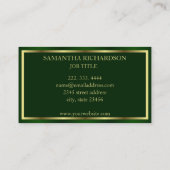 Niedliche moderne Smaragdgrün und Gold Beruflich Visitenkarte (Rückseite)