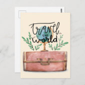 niedliche moderne Sommer-Reise Aquarelldarstellung Postkarte (Vorne/Hinten)