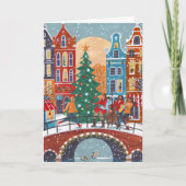 Niedliche moderne Stadt Amsterdam Weihnachten Karte (Vorderseite)