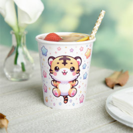 Niedliche moderne Tiger Baby-Dusche Pappbecher