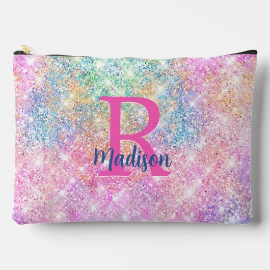 Niedliche moderne, unicorrosa Imitate Glitzer Mono Zubehörtasche (Vorderseite)