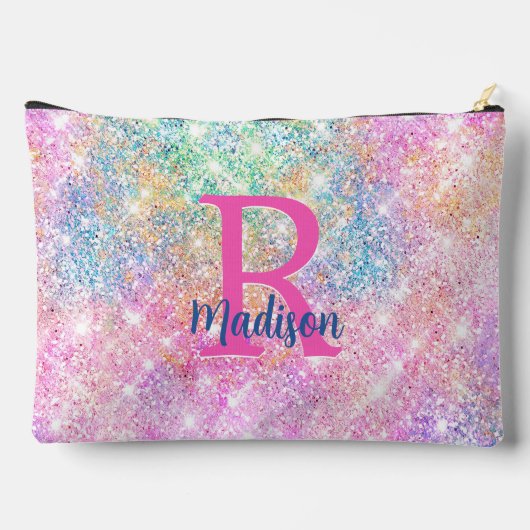 Niedliche moderne, unicorrosa Imitate Glitzer Mono Zubehörtasche (Rückseite)