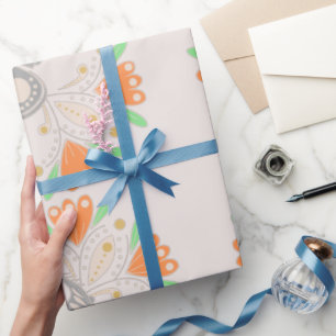 Niedliche moderne Vintage Rosa-Vogelblume Geschenkpapier