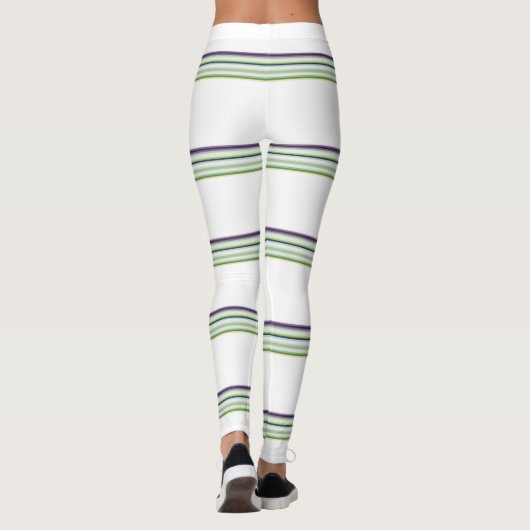 Niedliche, moderne weiße Streifen Leggings (Rückseite)
