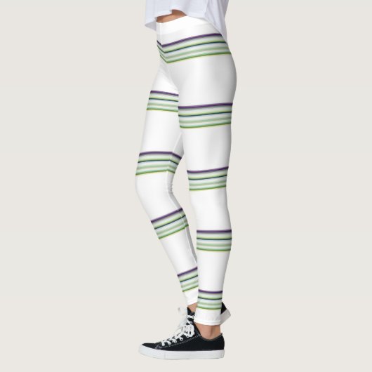 Niedliche, moderne weiße Streifen Leggings (Links)