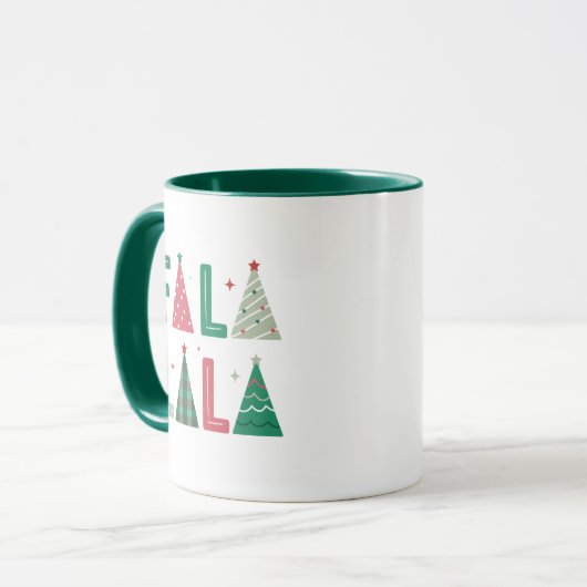 Niedliche moderne Whimsical Fa La La Holiday Tasse (Vorderseite Links)