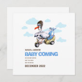 Niedliche moderne Whimsikfunny Storch Pregnancy Ankündigung (Vorne/Hinten)