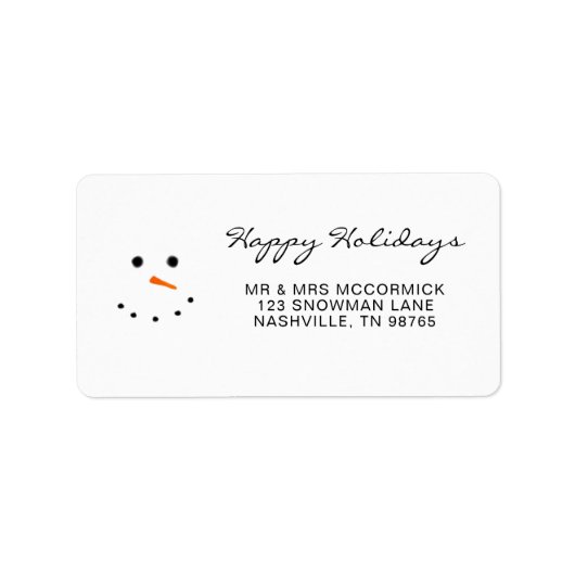 Niedliche, moderne White Snowman-Face-Adresse Adressaufkleber (Vorne)